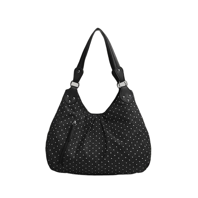 Linen Bag Bulk - กระเป๋าแฟชั่นวินเทจ Messenger กระเป๋าถือลายจุดใหม่สไตล์เกาหลีกระเป๋าโท้ทความจุขนาดใหญ่อเนกประสงค์กระเป๋าลําลองสบาย ๆ