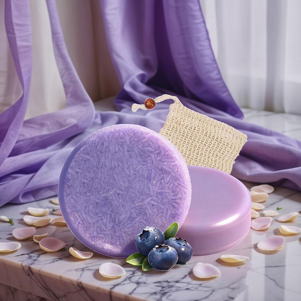 Bar Soap Shampoo Solid - แชมพูบลูเบอร์รี่จากพืช บาร์เอสเซ้นส์สบู่ แชมพูบำรุงรากผม ควบคุมความมัน แชมพูแข็งป้องกันรังแค แชมพูจากพืช