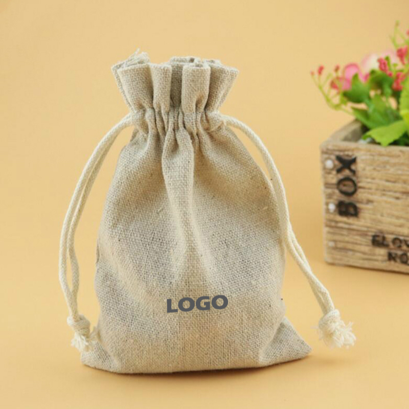 Linen Bag Bulk - 50PCS ผ้าลินินกระเป๋าสตางค์กระเป๋าเครื่องประดับกระเป๋าเครื่องสําอาง/จัดเก็บ/งานแต่งงาน/บรรจุ/ของขวัญ/ต่างหู/ลูกปัดกระสอบธรรมชาติสีพิมพ์โลโก้