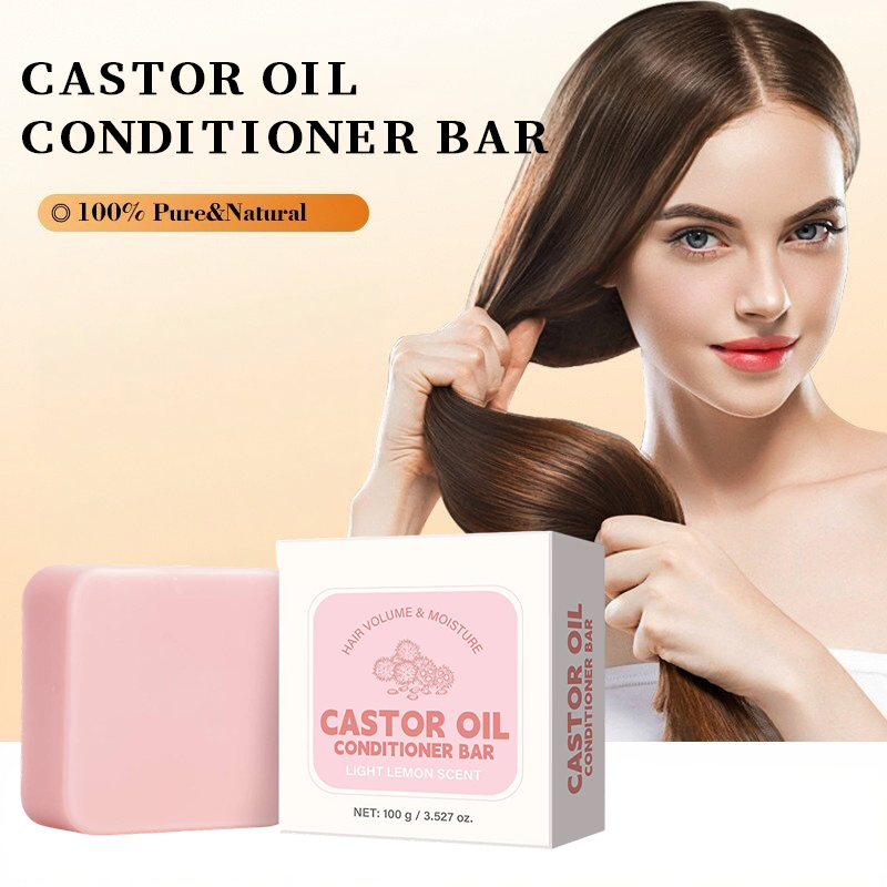 Bar Soap Shampoo Solid - สบู่ครีมนวดผมน้ำมันละหุ่ง, แชมพูแข็งบำรุงและให้ความชุ่มชื้น, บำรุงรากผมให้แข็งแรง, สำหรับผมแห้งเสียชี้ฟู