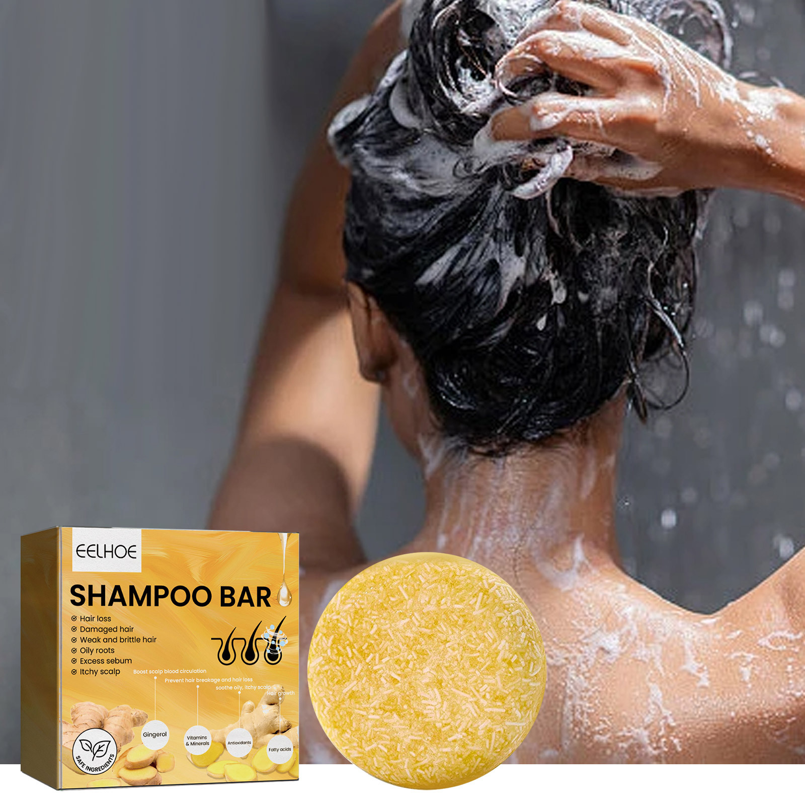 แชมพูขิงธรรมชาติแบบก้อน บำรุงร - Bar Soap Shampoo Solid บทวิจารณ์และราคา