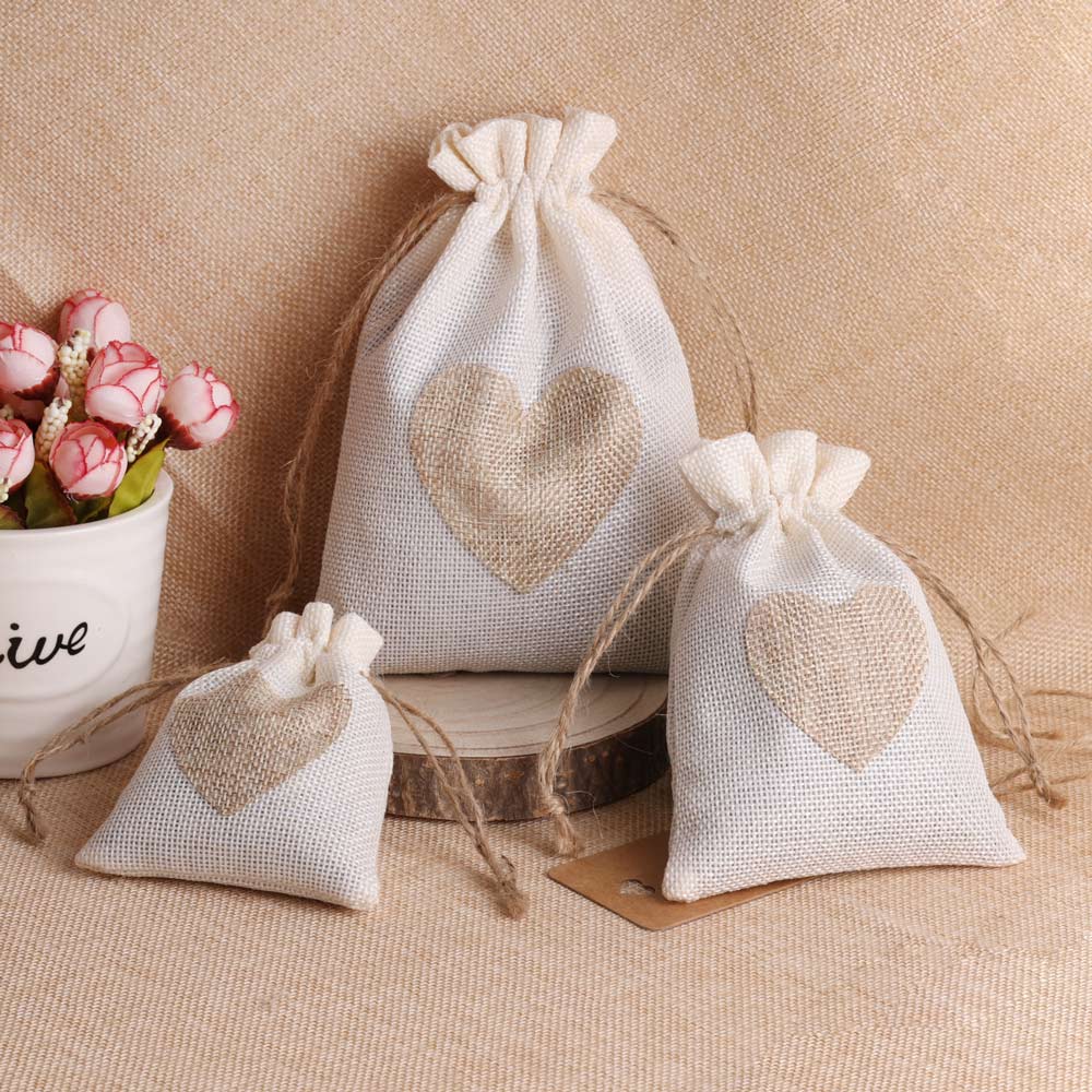 5 ชิ้น/ล็อตหัวใจผ้าลินินกระเป๋ - Linen Bag Bulk บทวิจารณ์และราคา