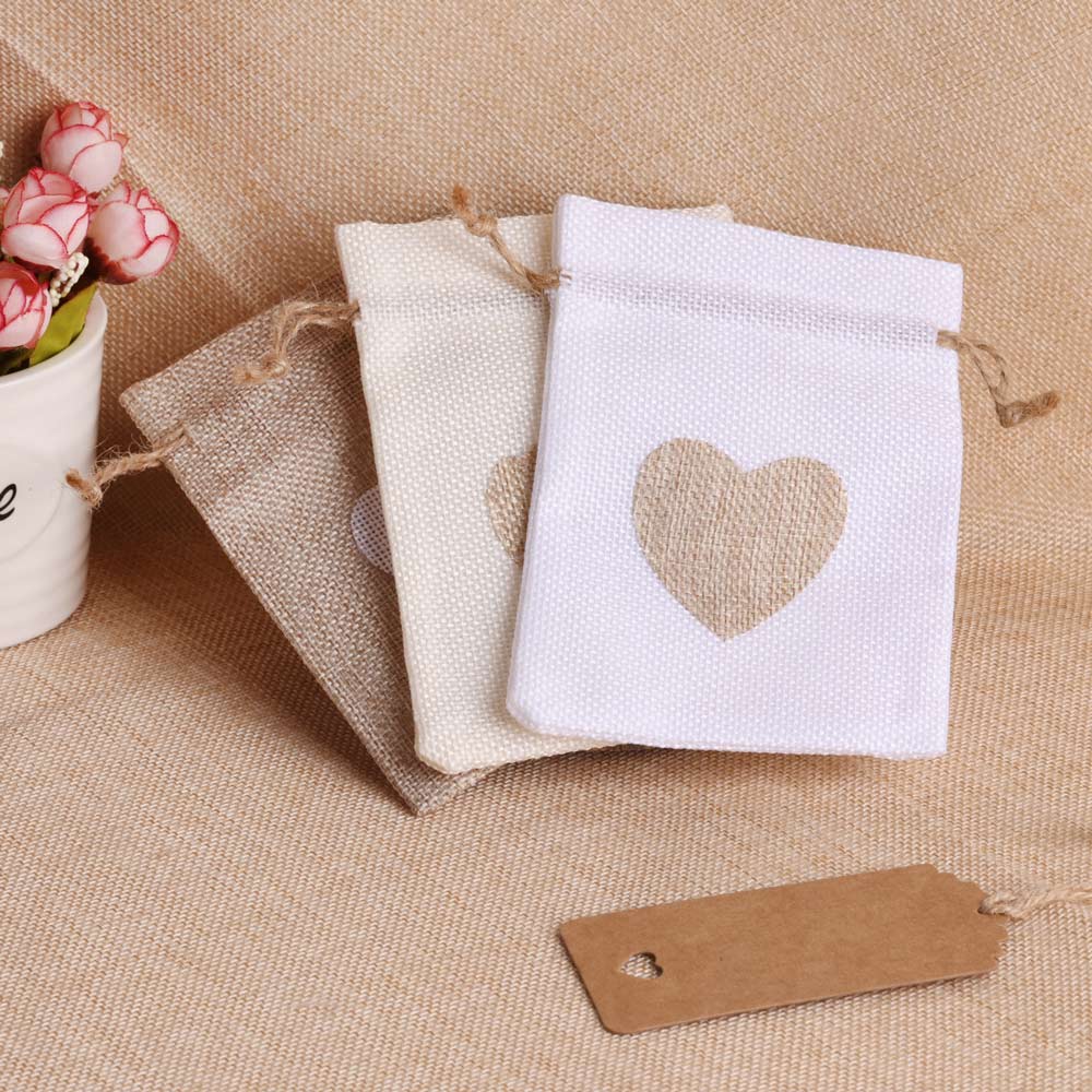 5 ชิ้น/ล็อตหัวใจผ้าลินินกระเป๋ - Linen Bag Bulk บทวิจารณ์และราคา