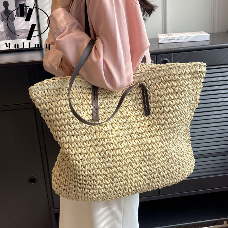 ฟางทอ Tote กระเป๋า Casual ขนาด - Linen Bag Bulk บทวิจารณ์และราคา
