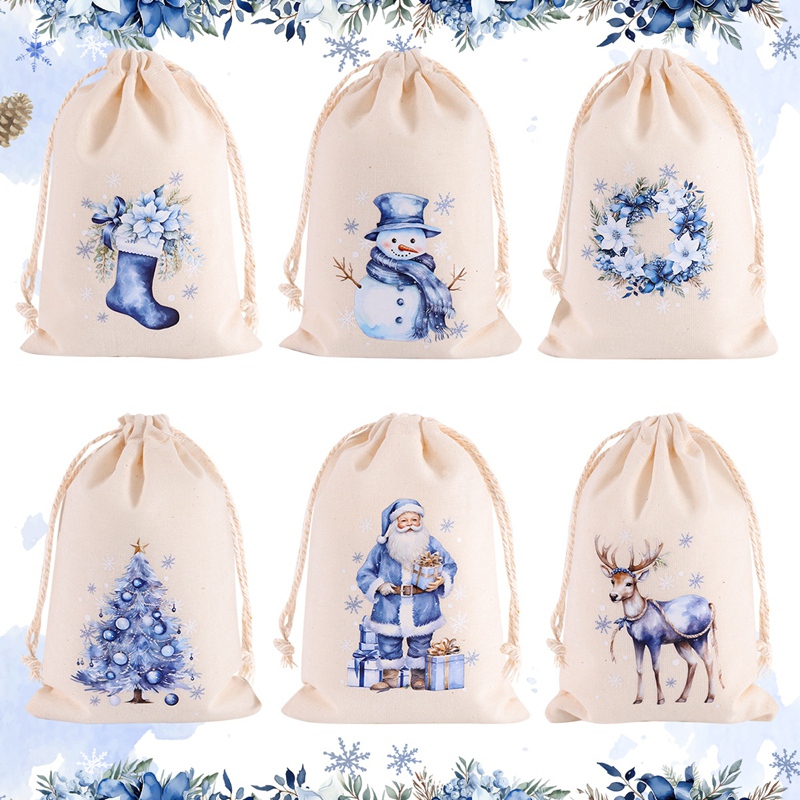 6 ชิ้น ถุงของขวัญผ้าลินินลายคร - Linen Bag Bulk บทวิจารณ์และราคา